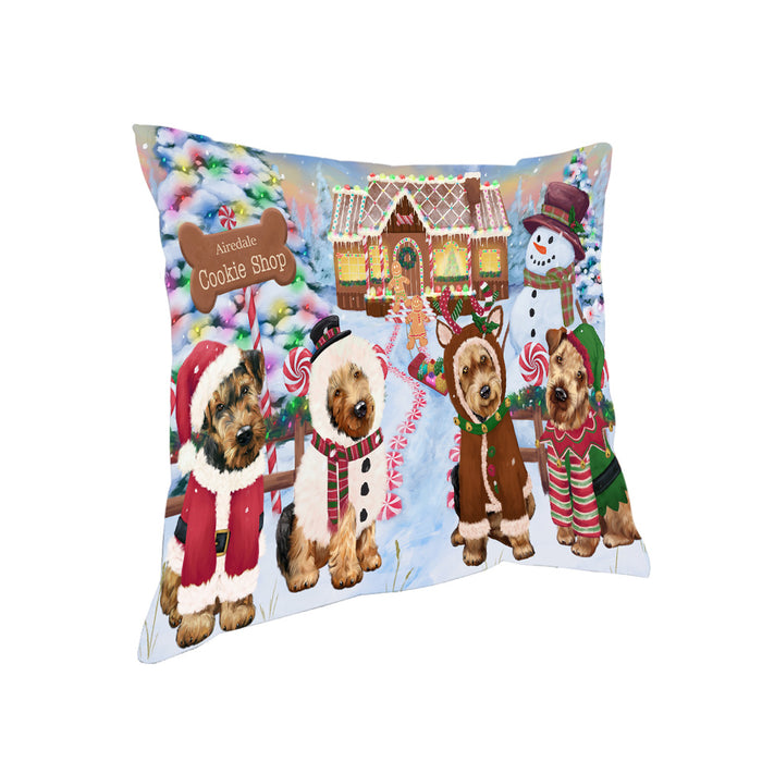 Holiday Gingerbread Cookie Shop Airedale Terriers Dog Pillow PIL78656