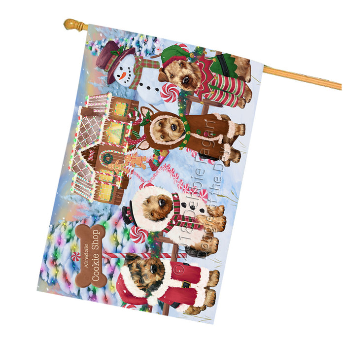 Holiday Gingerbread Cookie Shop Airedale Terriers Dog House Flag FLG56775