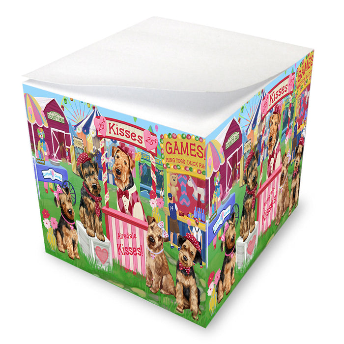 Carnival Kissing Booth Airedale Terriers Dog Note Cube NOC53842