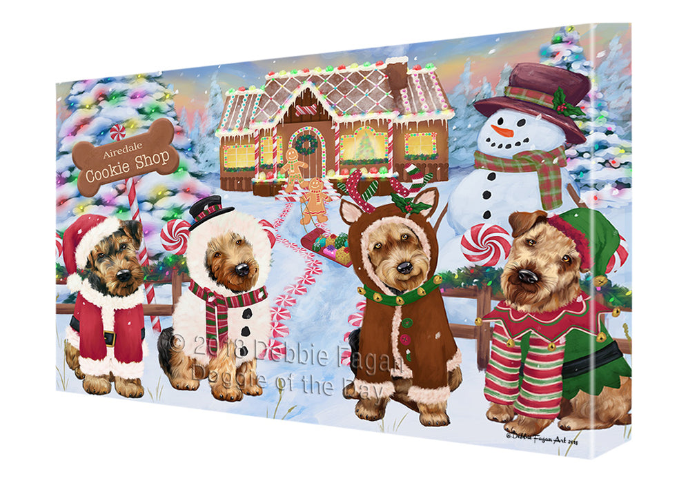 Holiday Gingerbread Cookie Shop Airedale Terriers Dog Canvas Print Wall Art Décor CVS127043