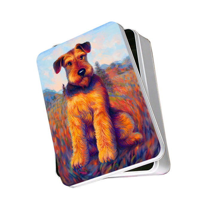 Mystic Blaze Airedale Terrier Dog Photo Storage Tin PITN53569