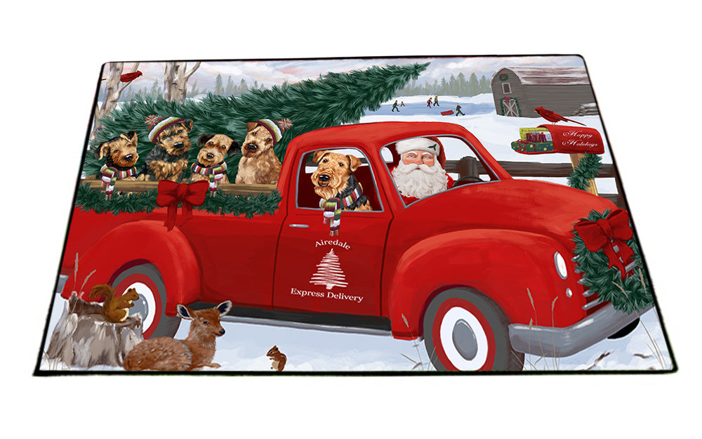Christmas Santa Express Delivery Airedale Terriers Dog Family Floormat FLMS52275