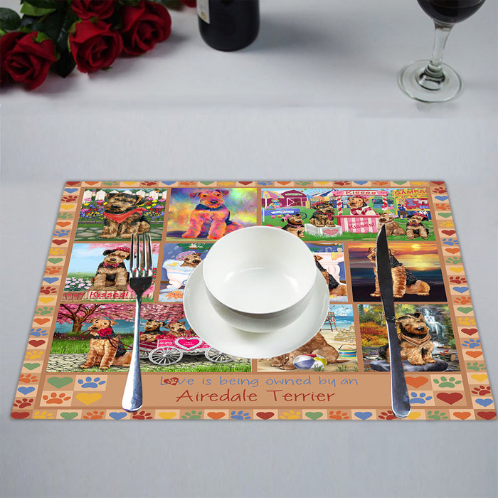 Love is Being Owned Airedale Terrier Dog Beige Placemat