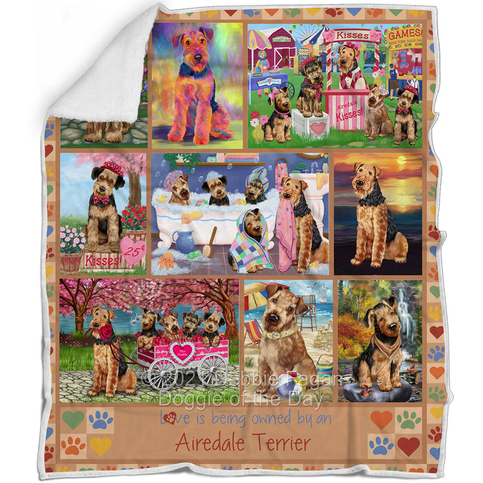 Love is Being Owned Airedale Terrier Dog Beige Blanket BLNKT136794