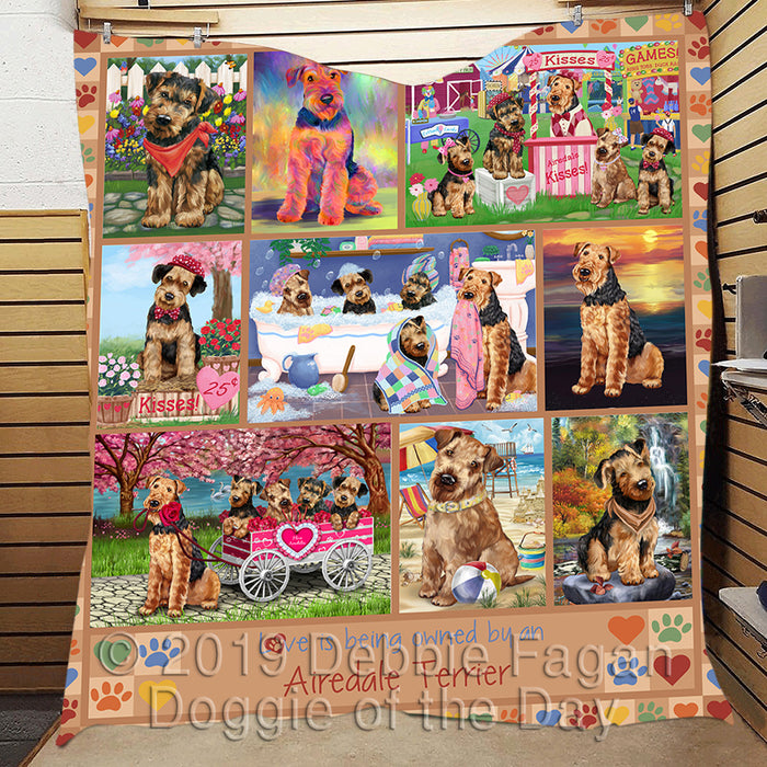 Love is Being Owned Airedale Terrier Dog Beige Quilt