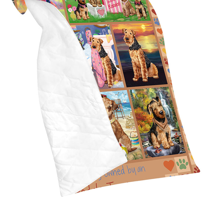 Love is Being Owned Airedale Terrier Dog Beige Quilt