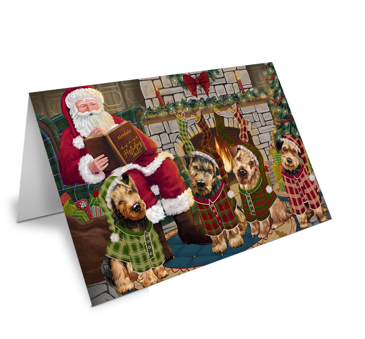 Christmas Cozy Holiday Tails Airedale Terriers Dog Handmade Artwork Assorted Pets Greeting Cards and Note Cards with Envelopes for All Occasions and Holiday Seasons GCD69770