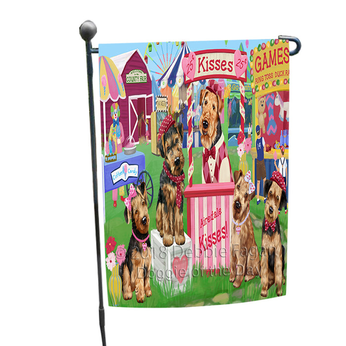 Carnival Kissing Booth Airedale Terriers Dog Garden Flag GFLG56318