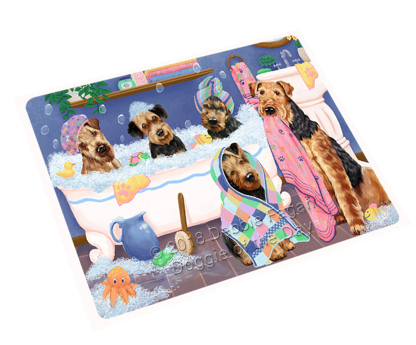 Rub A Dub Dogs In A Tub Airedale Terriers Dog Cutting Board C75384