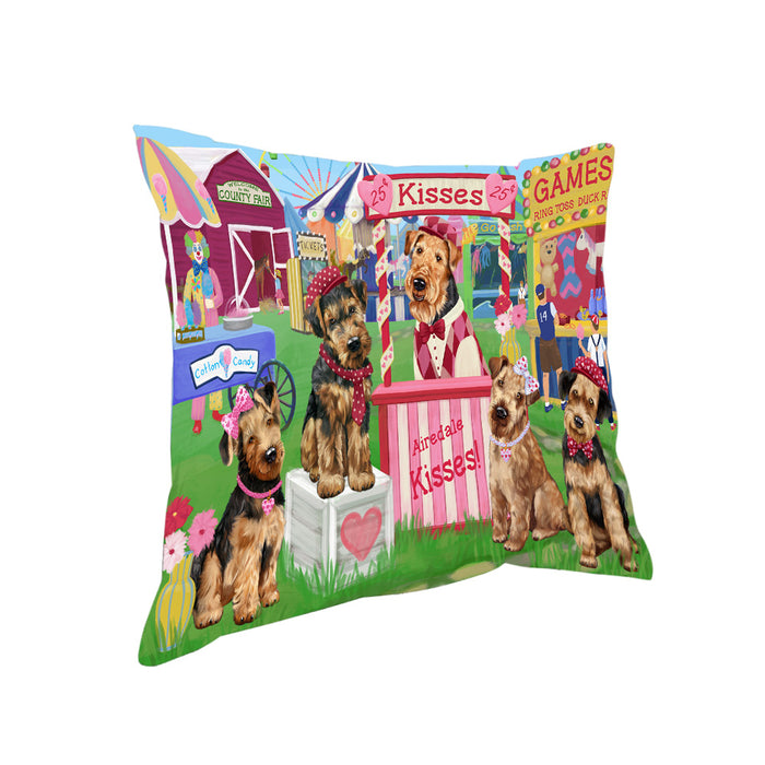 Carnival Kissing Booth Airedale Terriers Dog Pillow PIL72008