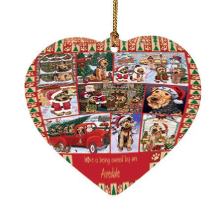 Love is Being Owned Christmas Airedale Terrier Dogs Heart Christmas Ornament HPOR57813