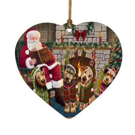 Christmas Cozy Holiday Tails Airedale Terriers Dog Heart Christmas Ornament HPOR55441