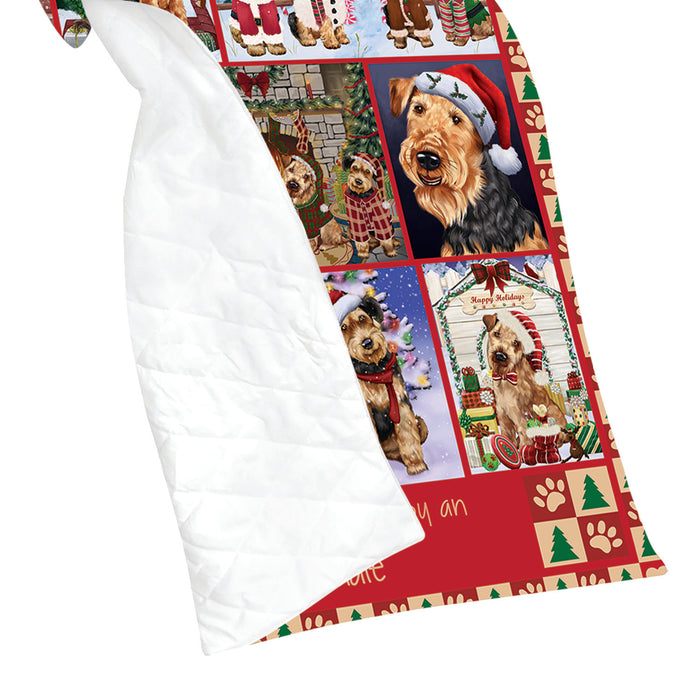 Love is Being Owned Christmas Airedale Terrier Dogs Quilt
