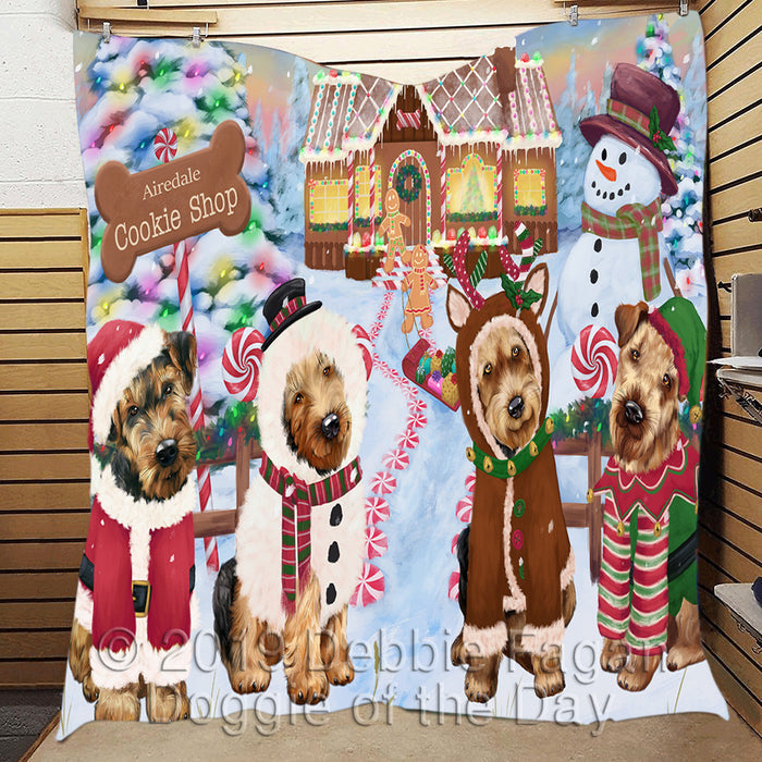 Holiday Gingerbread Cookie Airedale Dogs Quilt