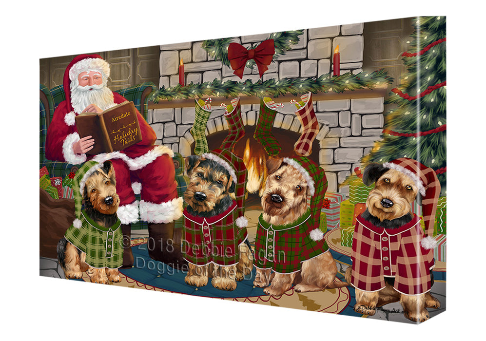 Christmas Cozy Holiday Tails Airedale Terriers Dog Canvas Print Wall Art Décor CVS115694