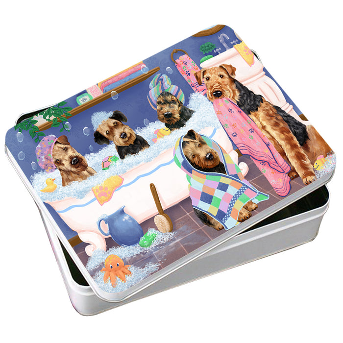 Rub A Dub Dogs In A Tub Airedale Terriers Dog Photo Storage Tin PITN56692