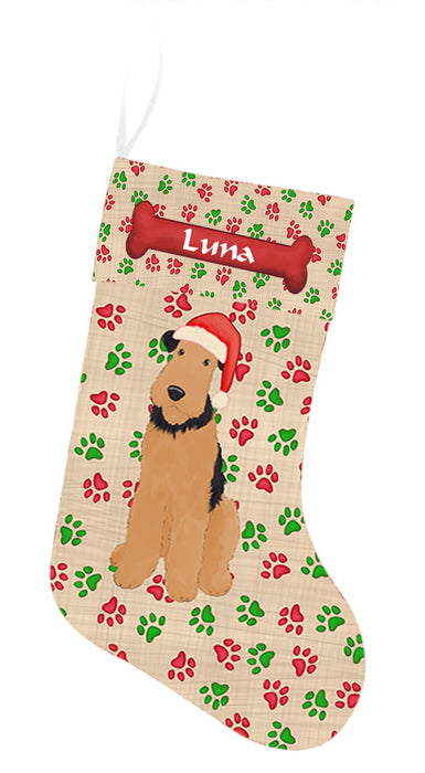 Pet Name Personalized Christmas Paw Print Airedale Dogs Stocking