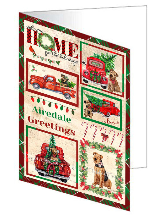 Welcome Home for Christmas Holidays Airedale Dogs Handmade Artwork Assorted Pets Greeting Cards and Note Cards with Envelopes for All Occasions and Holiday Seasons GCD76040