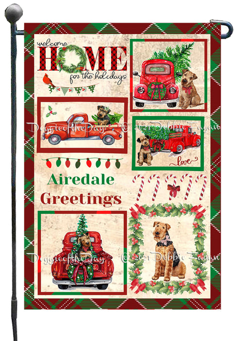 Welcome Home for Christmas Holidays Airedale Dogs Garden Flag GFLG66963