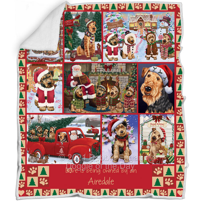 Love is Being Owned Christmas Airedale Terrier Dogs Blanket BLNKT143429