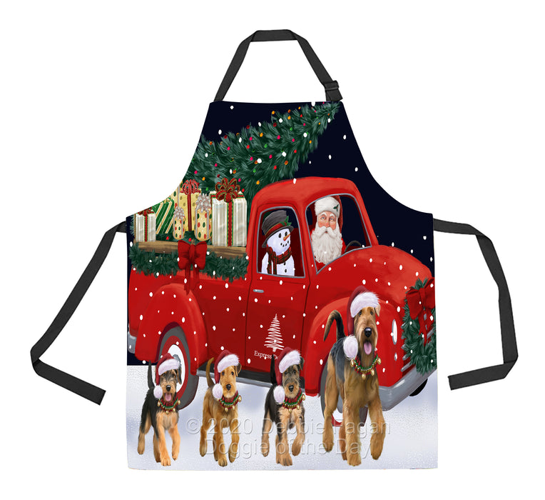 Christmas Express Delivery Red Truck Running Airedale Dogs Apron Apron-48092