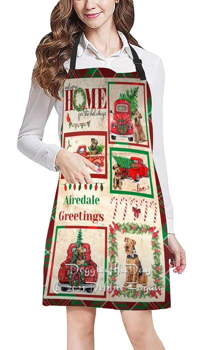 Welcome Home for Holidays Airedale Dogs Apron Apron48366