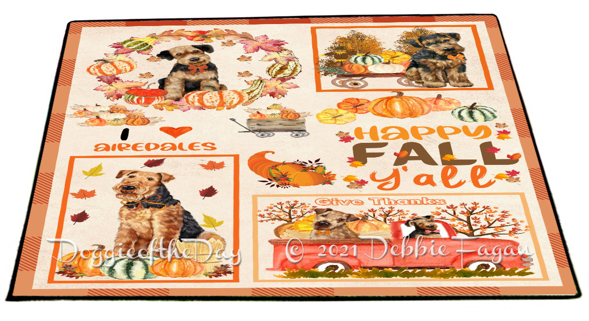 Happy Fall Y'all Pumpkin Airedale Dogs Indoor/Outdoor Welcome Floormat - Premium Quality Washable Anti-Slip Doormat Rug FLMS58498