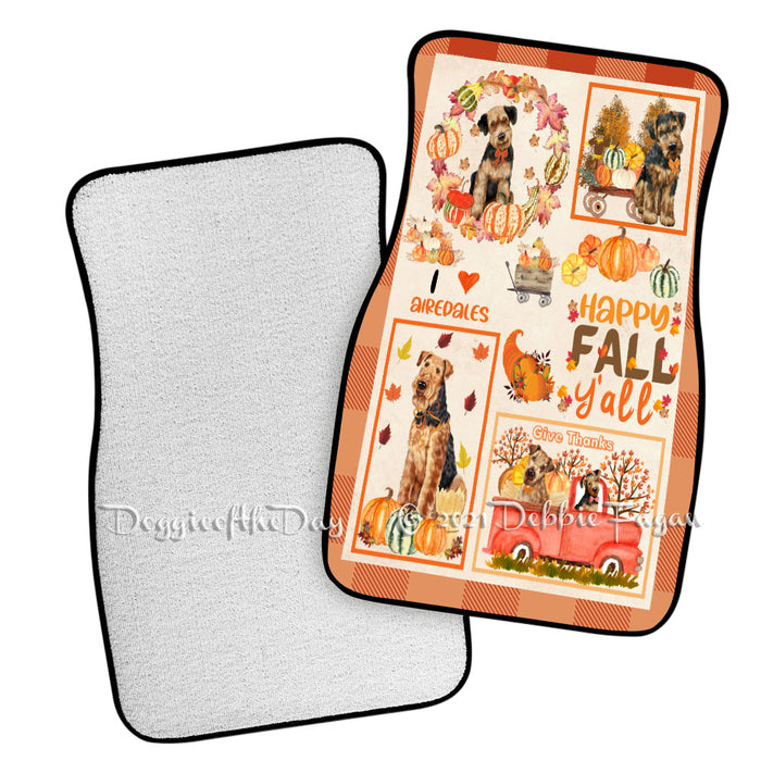 Happy Fall Y'all Pumpkin Airedale Dogs Polyester Anti-Slip Vehicle Carpet Car Floor Mats CFM49060