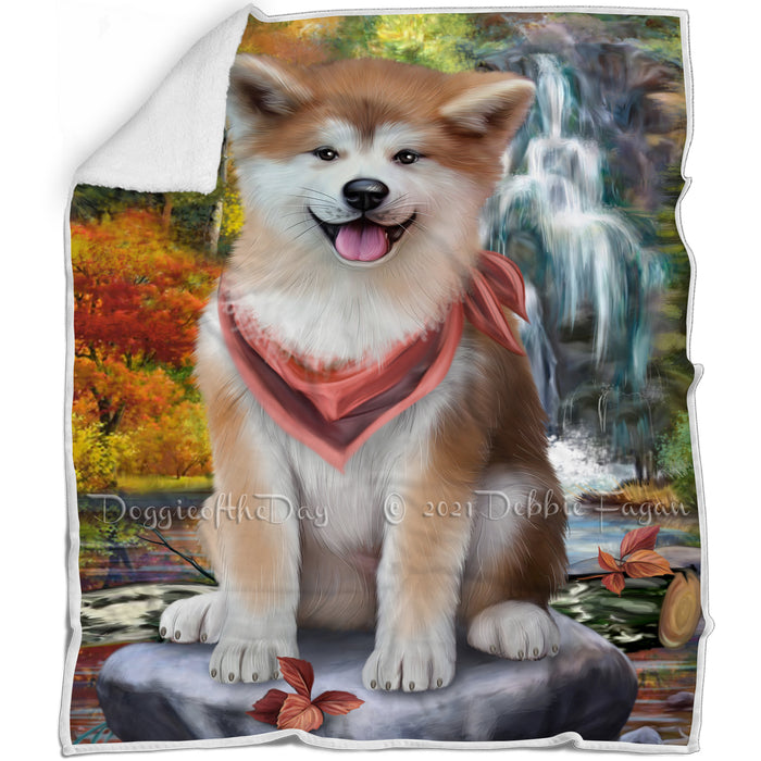 Scenic Waterfall Akita Dog Blanket BLNKT62544