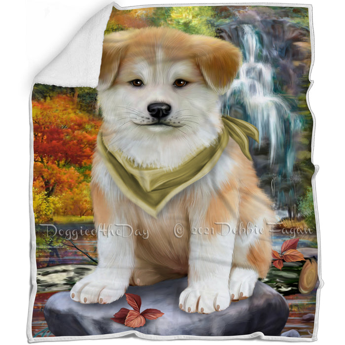 Scenic Waterfall Akita Dog Blanket BLNKT62553