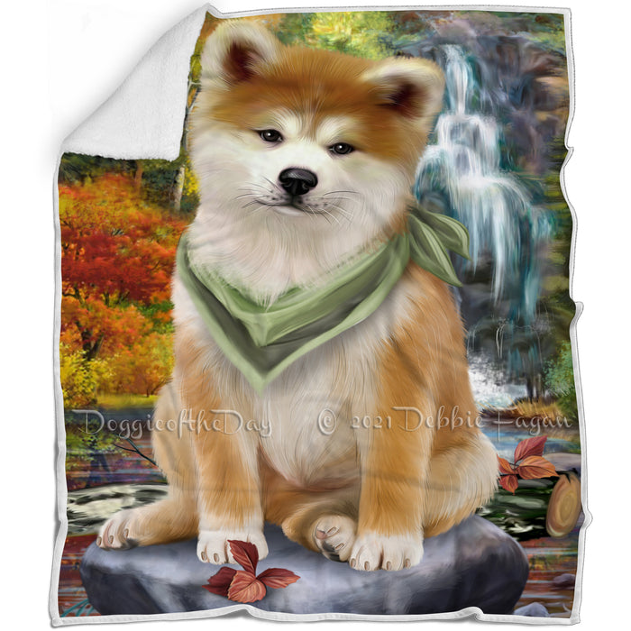 Scenic Waterfall Akita Dog Blanket BLNKT62562