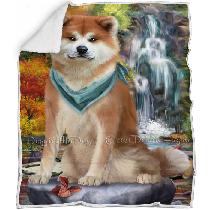 Scenic Waterfall Akita Dog Blanket BLNKT62571