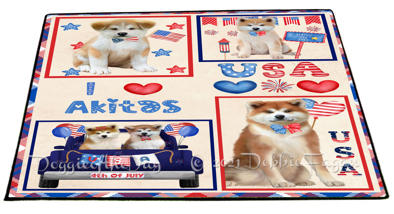 4th of July Independence Day I Love USA Akita Dogs Floormat FLMS56074 Floormat FLMS56074