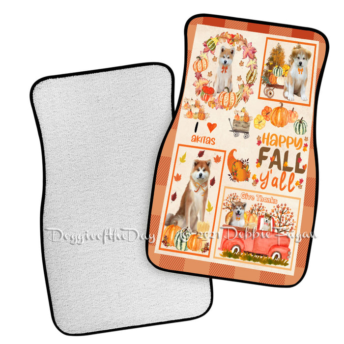 Happy Fall Y'all Pumpkin Akita Dogs Polyester Anti-Slip Vehicle Carpet Car Floor Mats CFM49063