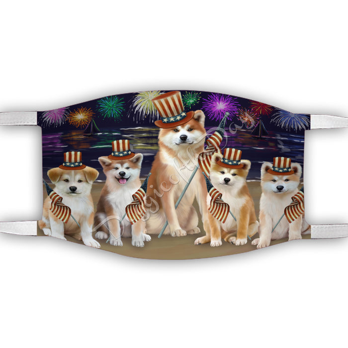 4th of July Independence Day Akita Dogs Face Mask FM49363