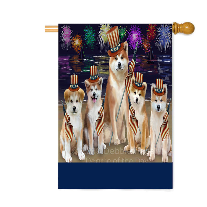 Personalized 4th of July Firework Akita Dogs Custom House Flag FLG-DOTD-A57773