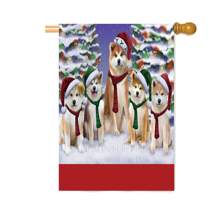 Personalized Christmas Happy Holidays Akita Dogs Family Portraits Custom House Flag FLG-DOTD-A59135