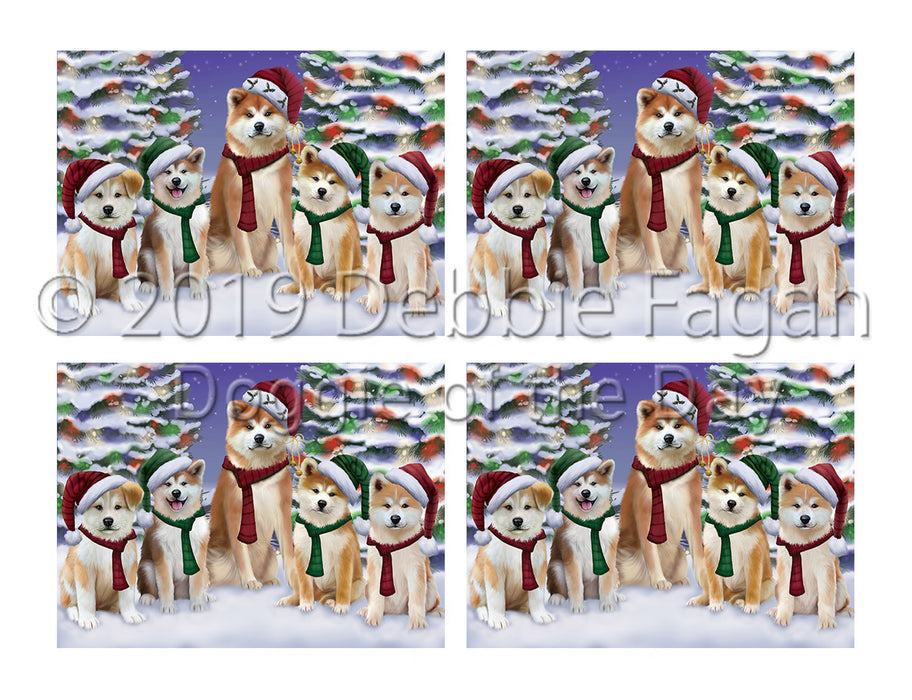 Akita Dogs Christmas Family Portrait in Holiday Scenic Background Placemat