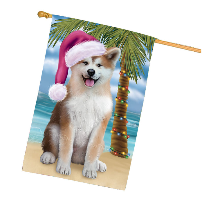 Christmas Summertime Beach Akita Dog House Flag Outdoor Decorative Double Sided Pet Portrait Weather Resistant Premium Quality Animal Printed Home Decorative Flags 100% Polyester FLG68634