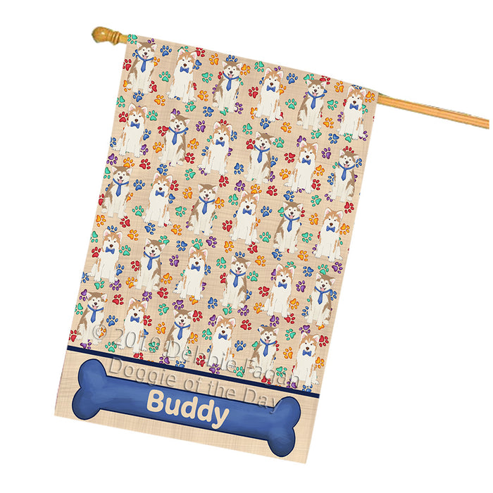 Rainbow Paw Print Akita Dogs House Flag FLG65244