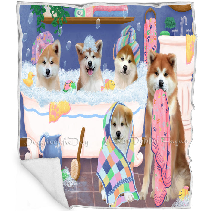 Rub A Dub Dogs In A Tub Akitas Dog Blanket BLNKT130170