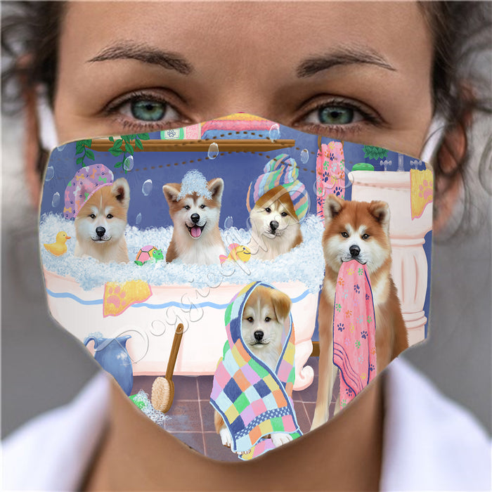 Rub A Dub Dogs In A Tub  Akita Dogs Face Mask FM49463