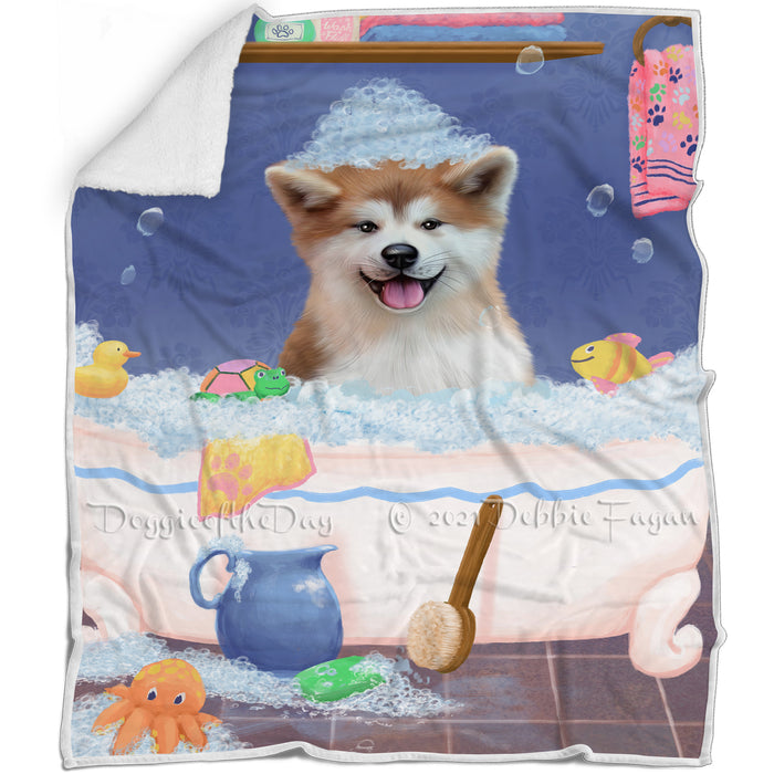 Rub A Dub Dog In A Tub Akita Dog Blanket BLNKT142977