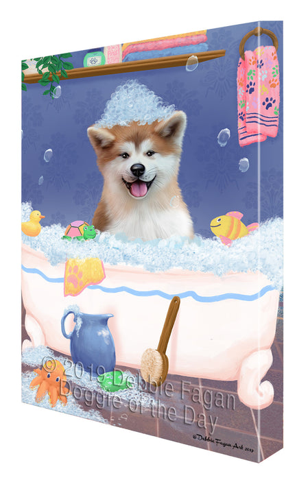 Rub A Dub Dog In A Tub Akita Dog Canvas Print Wall Art Décor CVS142064