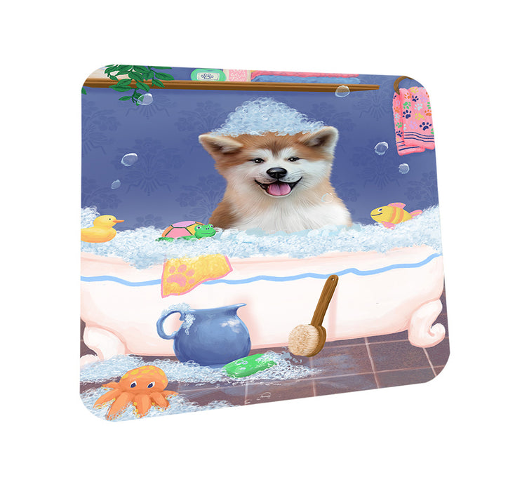 Rub A Dub Dog In A Tub Akita Dog Coasters Set of 4 CST57242