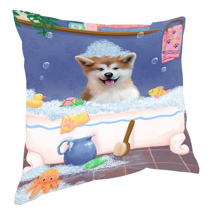 Rub A Dub Dog In A Tub Akita Dog Pillow with Top Quality High-Resolution Images - Ultra Soft Pet Pillows for Sleeping - Reversible & Comfort - Ideal Gift for Dog Lover - Cushion for Sofa Couch Bed - 100% Polyester