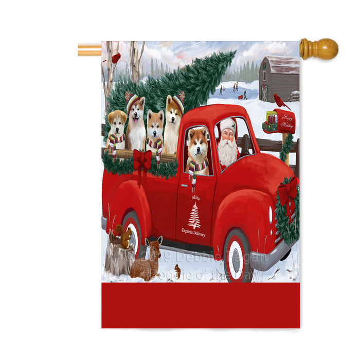 Personalized Christmas Santa Red Truck Express Delivery Akita Dogs Custom House Flag FLG-DOTD-A57669