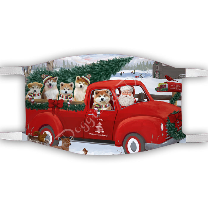 Christmas Santa Express Delivery Red Truck Akita Dogs Face Mask FM48398