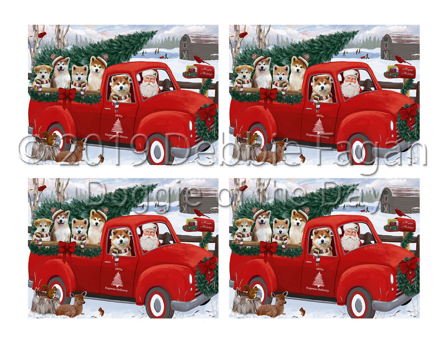 Christmas Santa Express Delivery Red Truck Akita Dogs Placemat