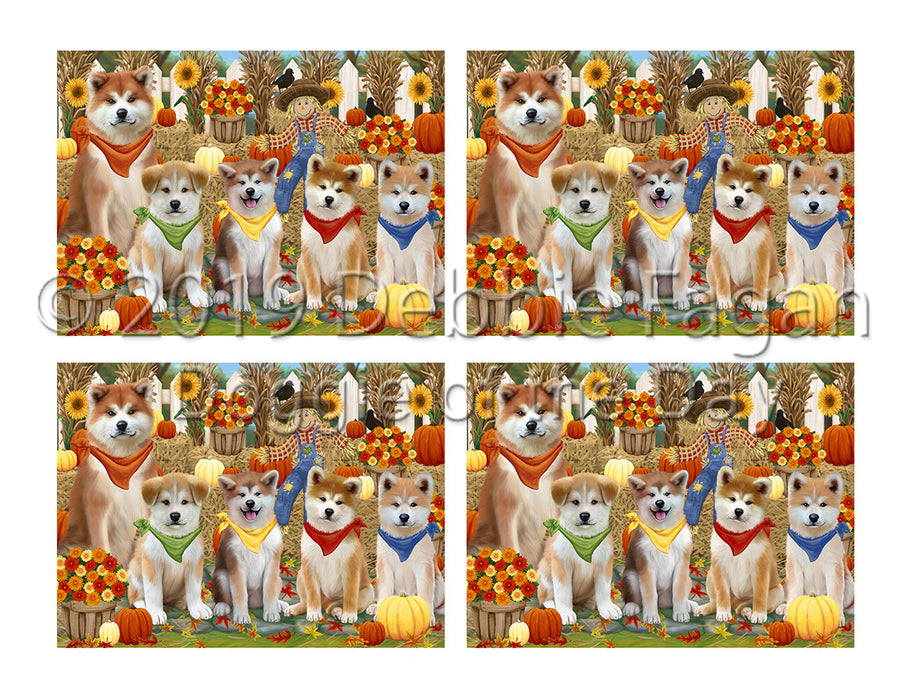 Fall Festive Harvest Time Gathering Akita Dogs Placemat